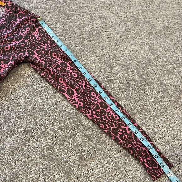 Tory Burch Merino Wool Cardigan Sweater, Pink and Brown Print, Logo Buttons, S - Picture 10 of 15